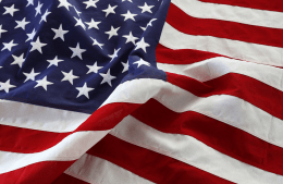 A closeup photo of an American flag